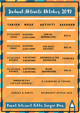 JADUAL AKTIVITI OKTOBER 2019