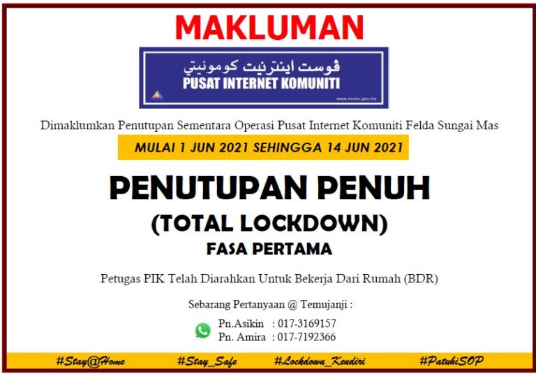 notis tutup lockdown