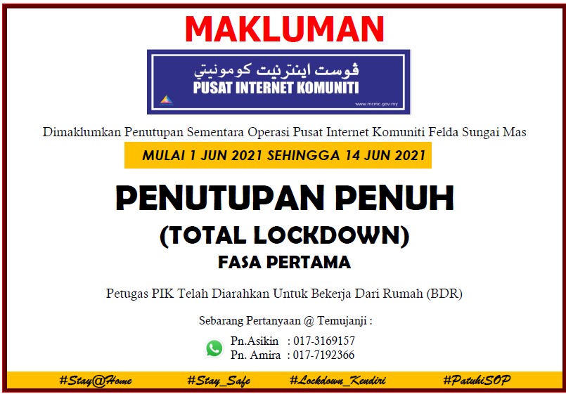 notis tutup lockdown